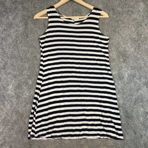 Olivia Rae Tunic Tank M Black White Stripes Scoop Neck Jersey Knit Long Swing